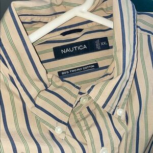Nautica Men's Striped Shirt - Blue and Tan